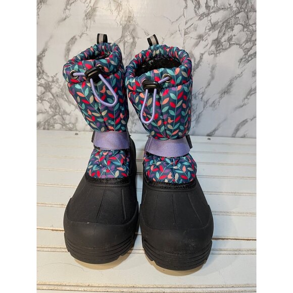 Northside Girls Winter Snow Boots Size 5 Waterproof Insulated Leaf Pattern Black - Picture 1 of 7